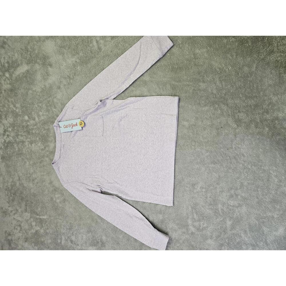 New Cat And Jack Girls Long Sleeve T-Shirt With Pocket Lavender Size M